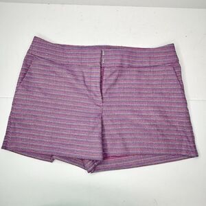 Ann Taylor LOFT Women's Sz 8 Pink Purple Striped Textured Riveria Shorts Pockets